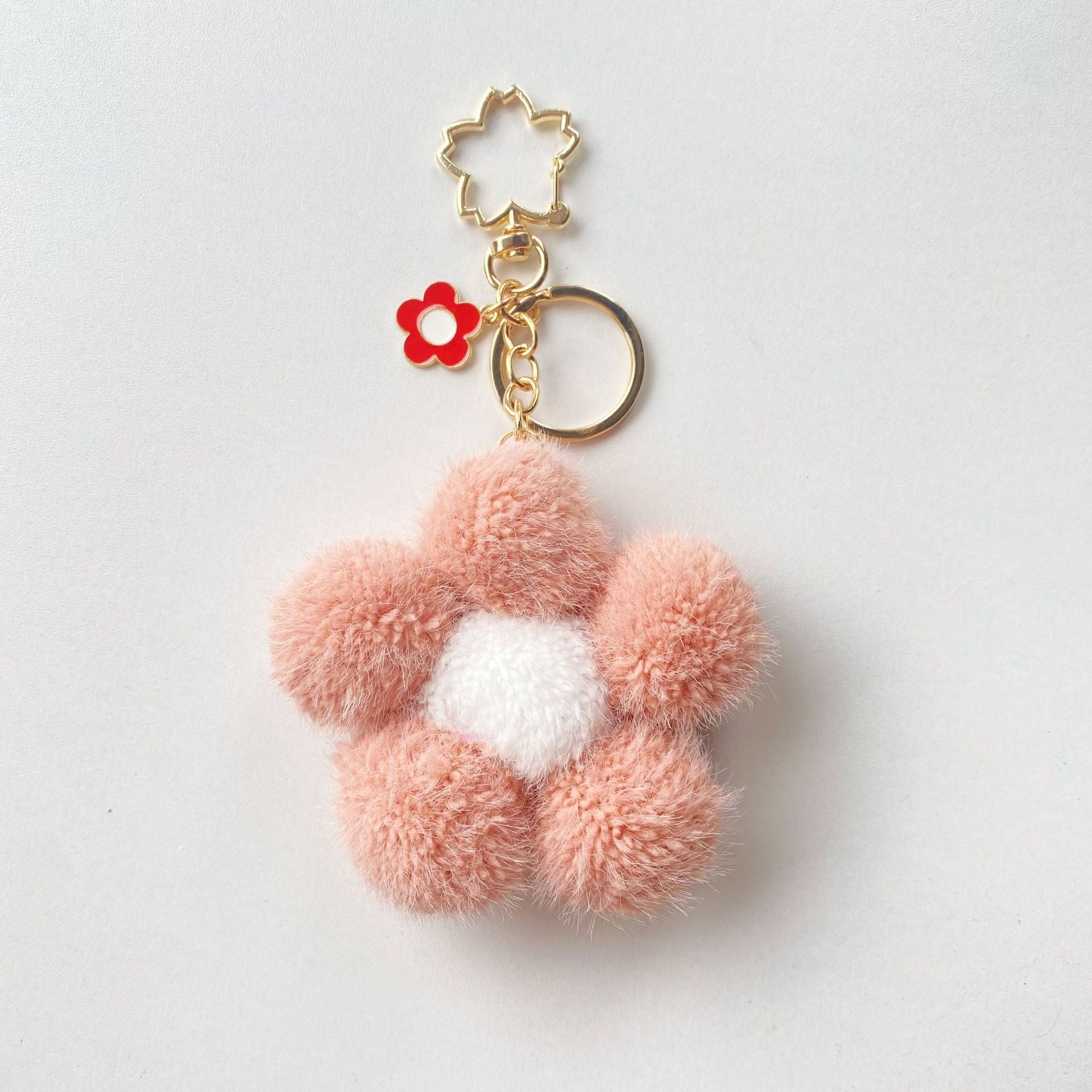 Wholesale Plush Colored Flower Ball Keychains